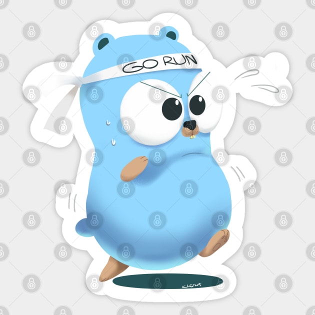 Golang Gopher Go Run Sticker by clgtart